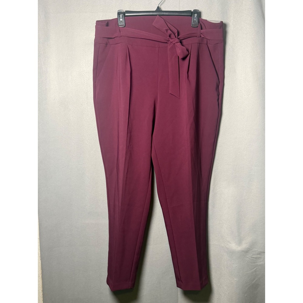 NWT Torrid Burgundy High Rise Tapered Dress Pants with Tie Waist Size 16